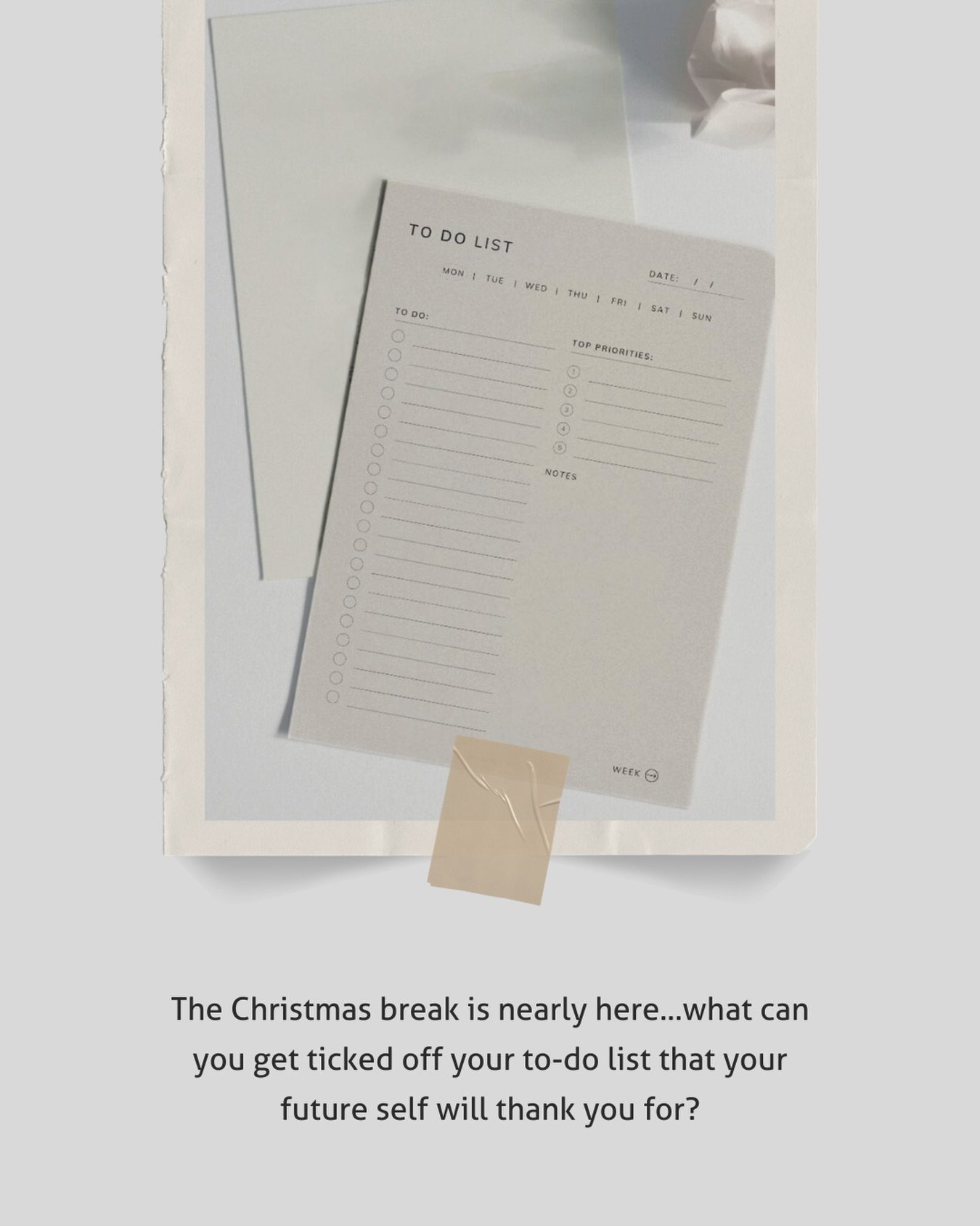 Ok for a lot of us it&rsquo;s the last working week before Christmas, I know it can be easy to start putting your feet up now and you absolutely should do that if you can...

BUT

Is there anything you can do now to get yourself in the best position 