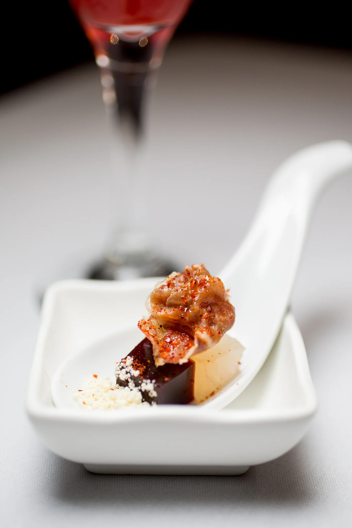 Jamón Ibérico, Compressed Cantaloupe, Port Gelée, Olive Oil