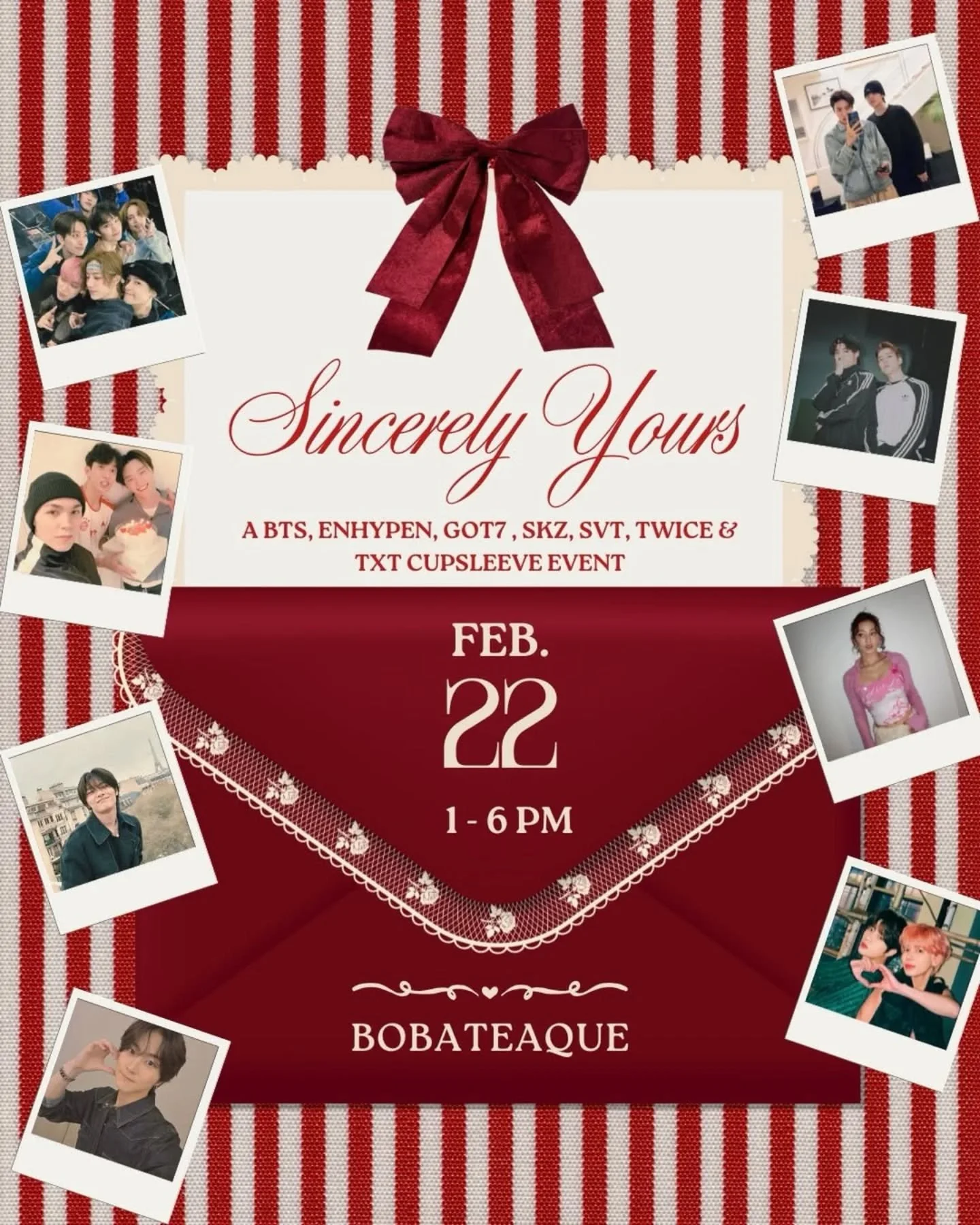 Sunday can't come soon enough for Sincerely Yours by @kparty.events! ARMY, ENGENE, AHGASE, STAY, CARATS, ONCE and MOA better be coming out for this one!

#kpopcupsleeve #multistancupsleeveevent #kpop #kpopidol #cupsleeveevent