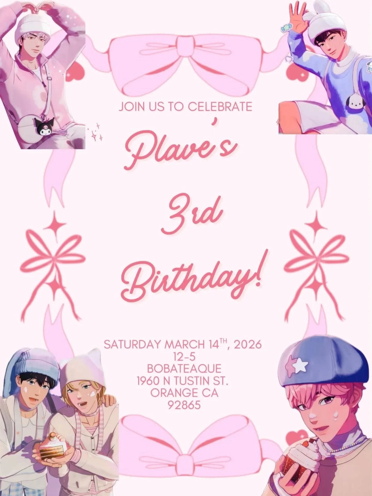 PLLI, we're excited to announce the 3rd anniversary celebration of PLAVE that will be happening this Saturday with @plli_plaveyoc! Come out to check it out and let us know who your fave is!

#plli #plave #plaveplli #plaveevent #plliplave