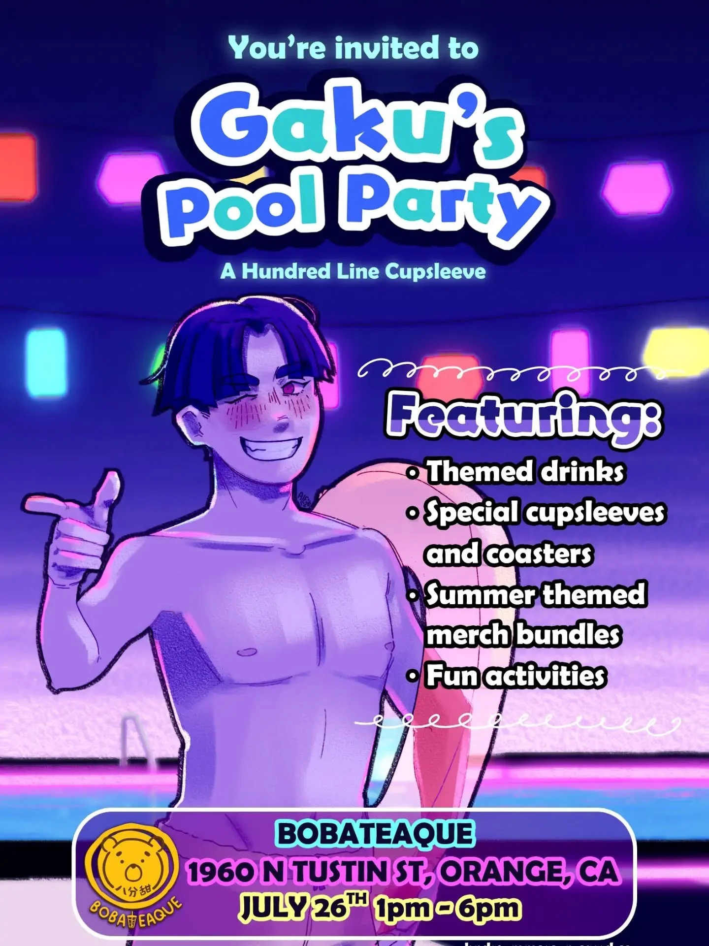 Get that pool gear ready for Gaku's Pool Party this Sunday! @lartedale will be having an event for The Hundred Line Last Defense Academy's Gaku! Bring your cosplay and let's make a splash!

#hundredlinelastdefenceacademy #gakumaruko #lastdefenseacade