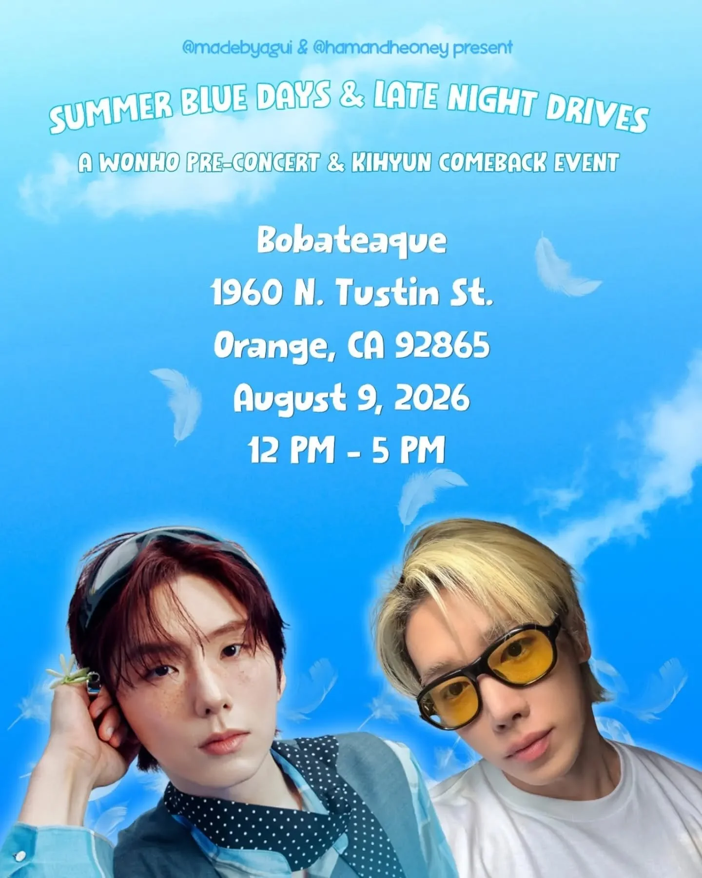 Come out with us this Sunday to celebrate Wonho's concert next week (who's going?!?) and Kihyun's new album! @madebyagui and @hamandheoney will have some special fan activities, cup sleeves and more!

#monstaxwonho #monstaxkihyun #wonhoconcert #kihyu