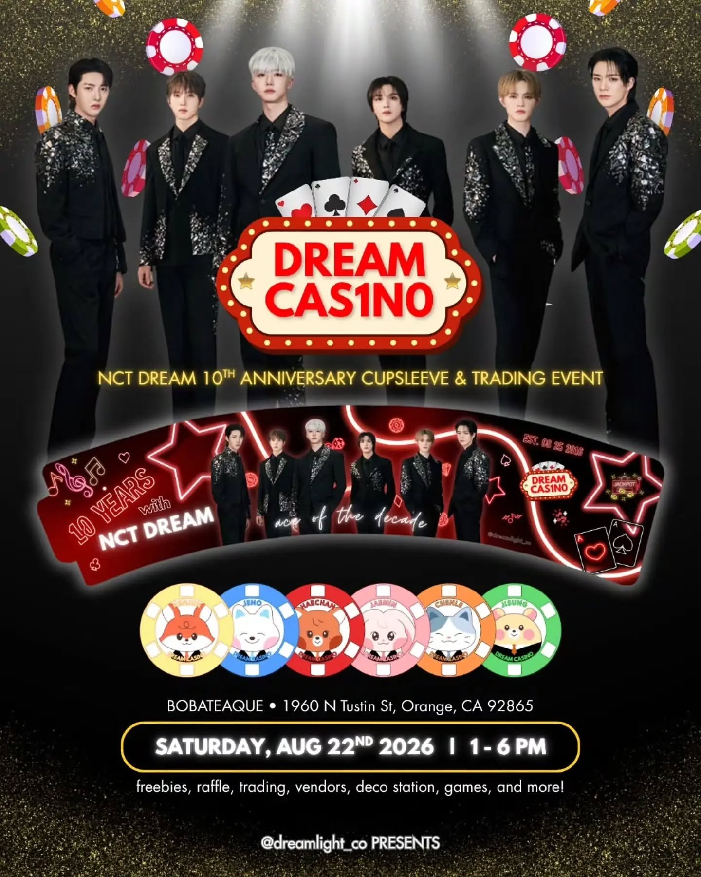 Come test your luck with @dreamlight_co at DREAM CAS1NO and celebrate 10 years with NCT Dream! Czennie, make sure to bring those chips and your poker this Saturday!

#nctczennie #nctdreamcupsleeve #nctdreamanniversary #czennie #nctcupsleeve