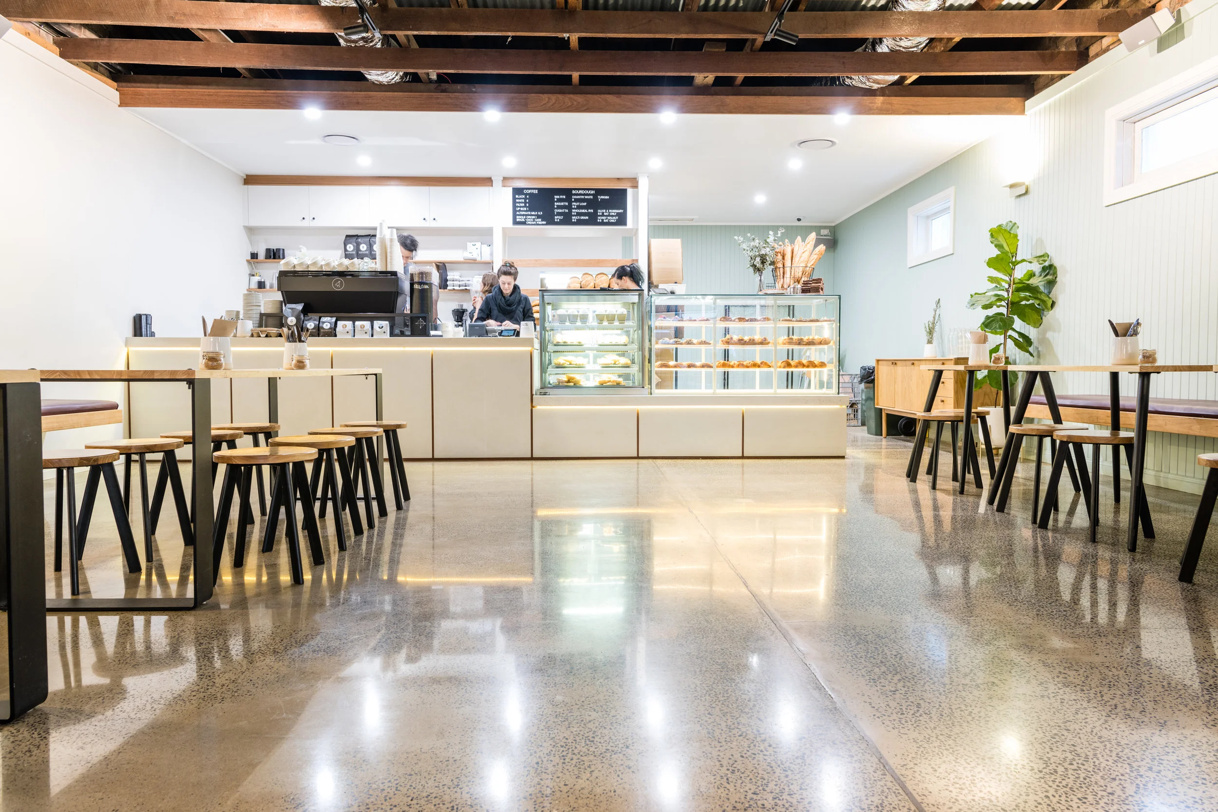 Polished Concrete Cafe + Benchtops