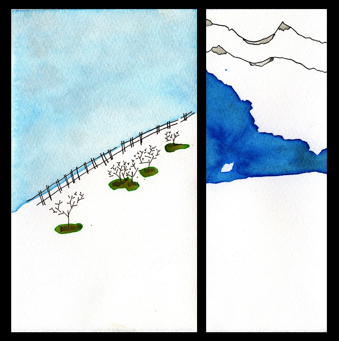Railroad to Spencer, 7 x 7”