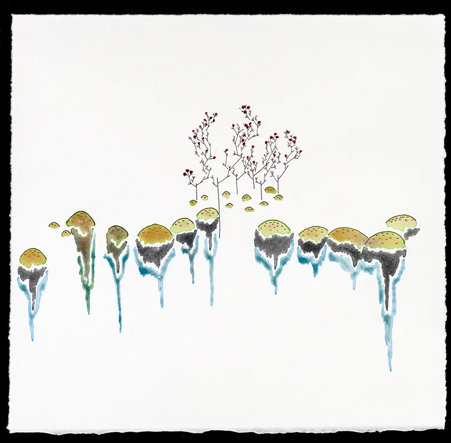 Tussocks no. 2, 9 x 9"