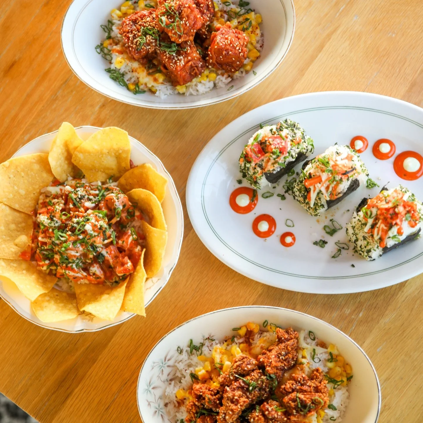 Bites you can pick up &amp; bowls you can sink into.

KFC Bowl w/ Korean Fried Chicken or Tofu
Onigiri Flights &amp; Spicy Poke Bowl! 
Rice, heat, crunch, and all three sauces because you always gotta make it slutty.

Collaboration staff led specials