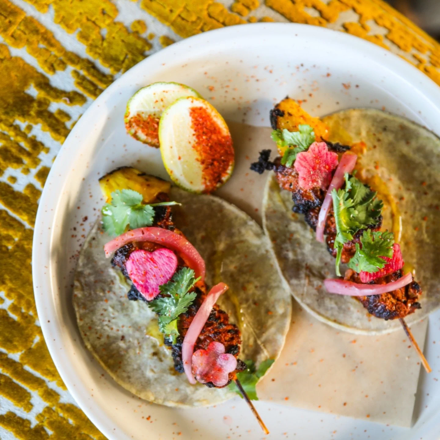 🔥ESPECIAL🔥

Al Pastor charcoal grilled over @thaancharcoal for that perfect flame kissed crust, sweet &amp; tangy pineapple on top, tucked into fresh tortillas house made tortillas.