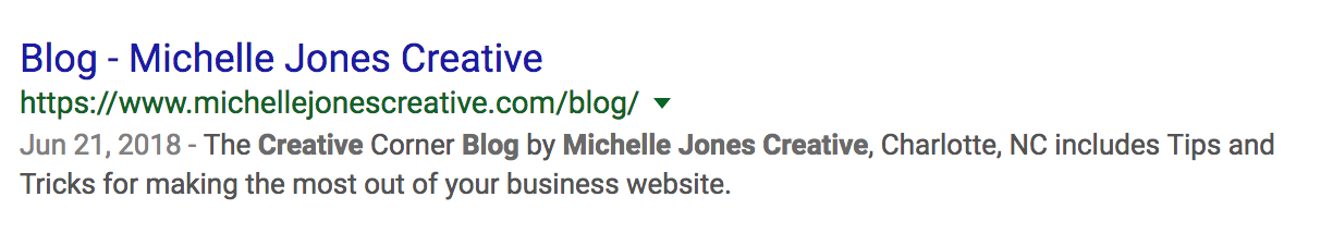 The Title Tag is shown in blue and the Meta Description is shown in gray in the search listing.