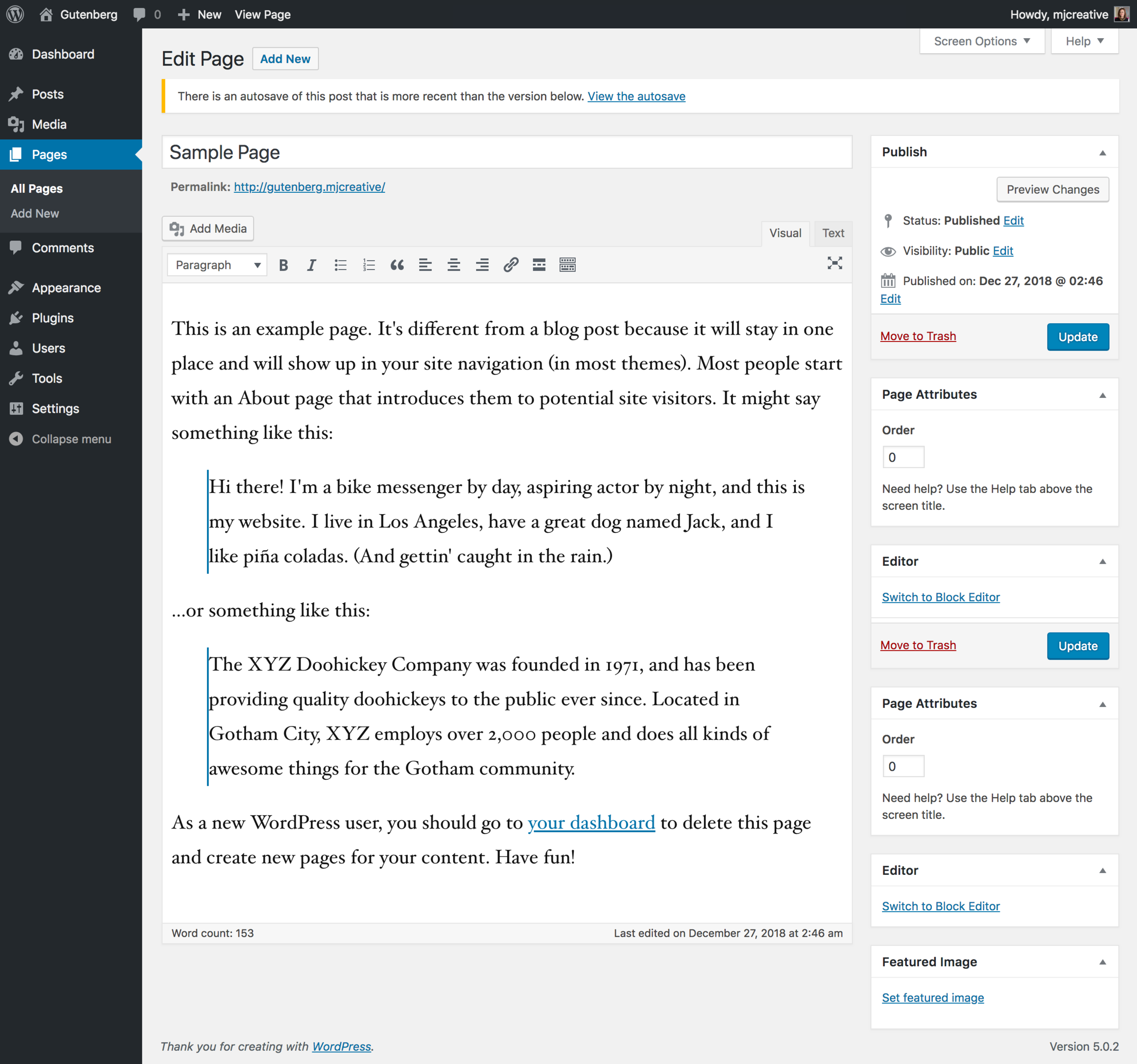 Classic Wordpress Editor