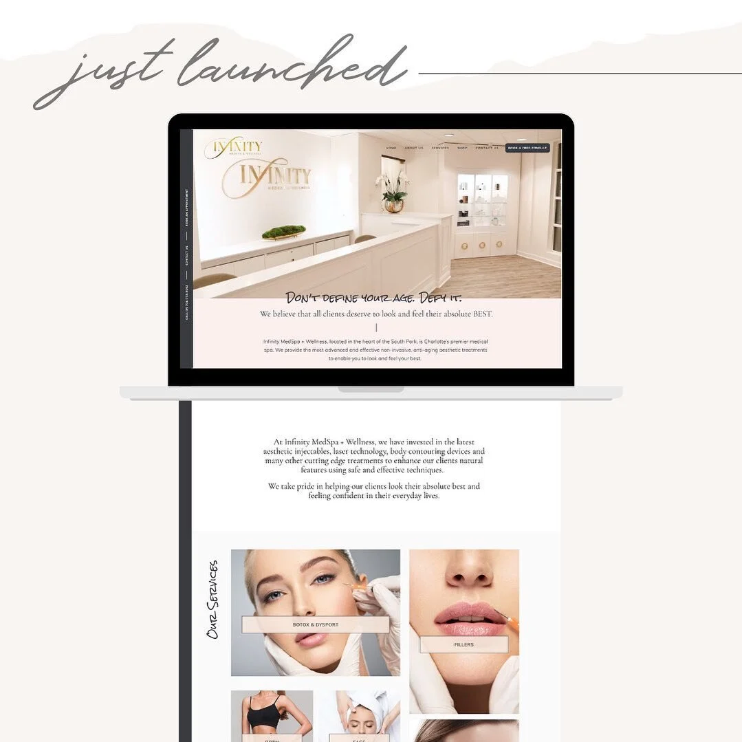 Launched this week 🚀 The new @infinitymedspaandwellness was custom designed and built on Squarespace. The updated Infinity website needed to be easy to navigate, clearly communicate the variety of services the medspa offers and most of all exude bea