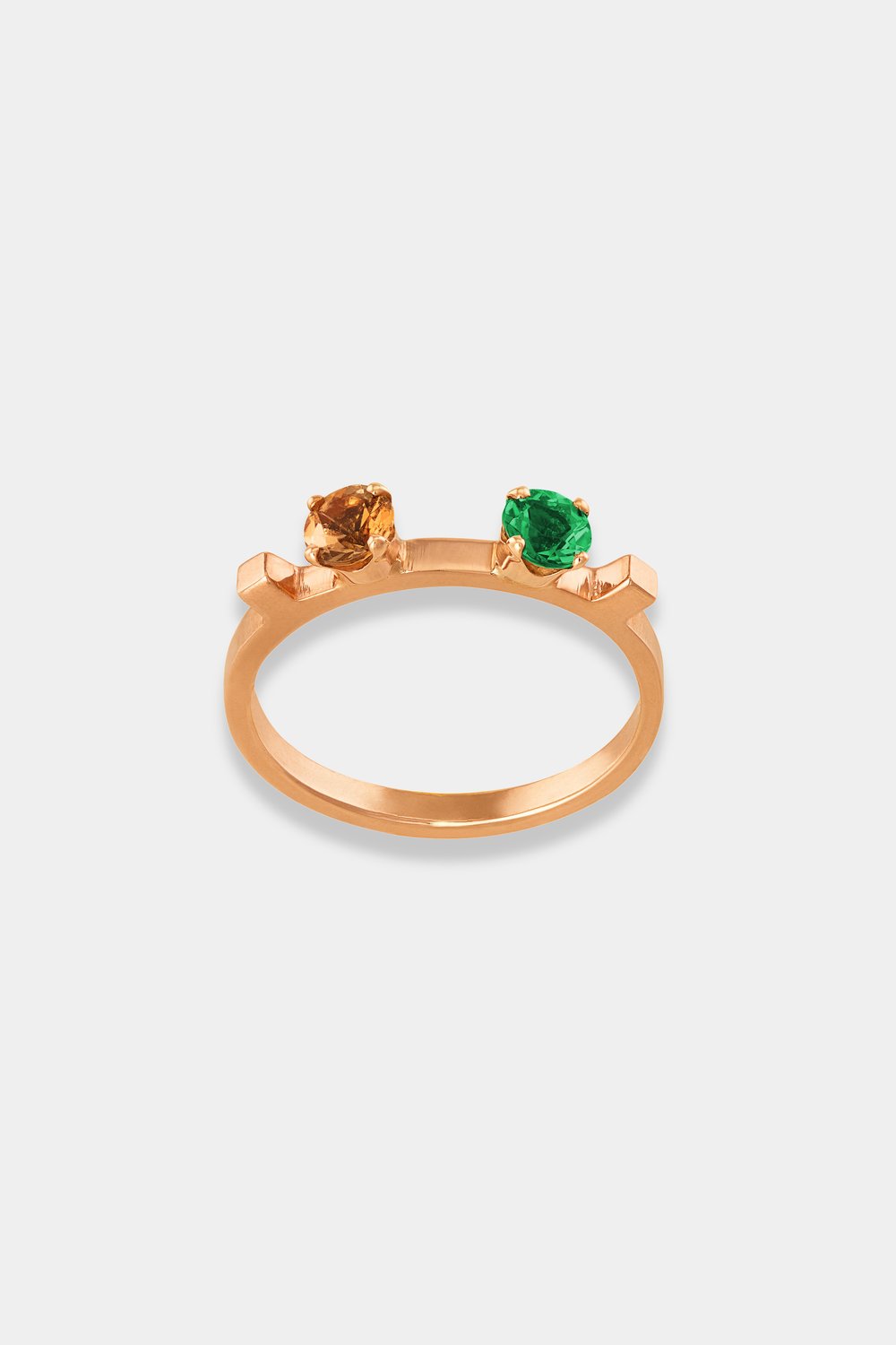 2 CUBES AND 2 STONES RING IN ROSE GOLD