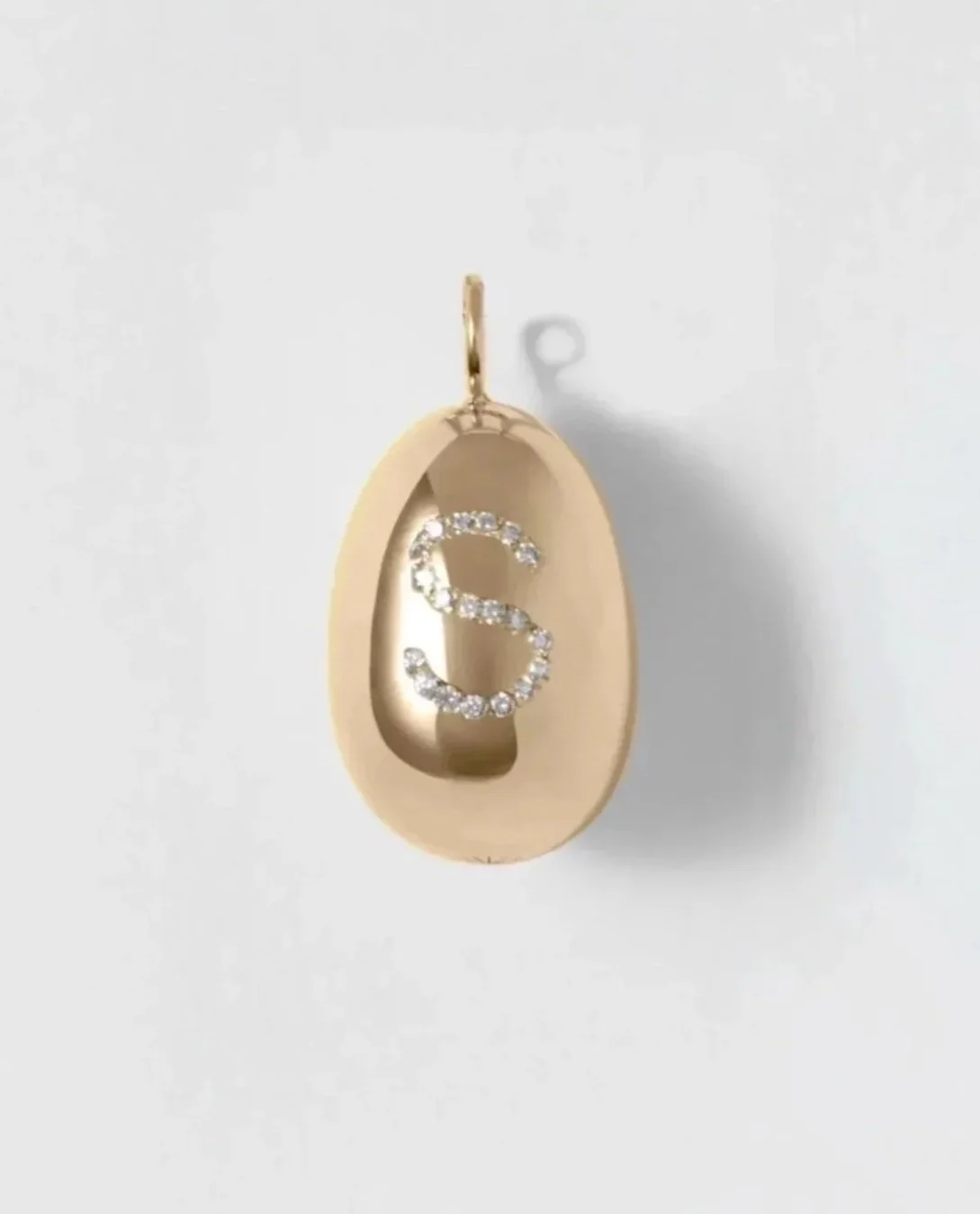 14-KARAT GOLD SMALL EGG CHARM WITH ONE INITIAL