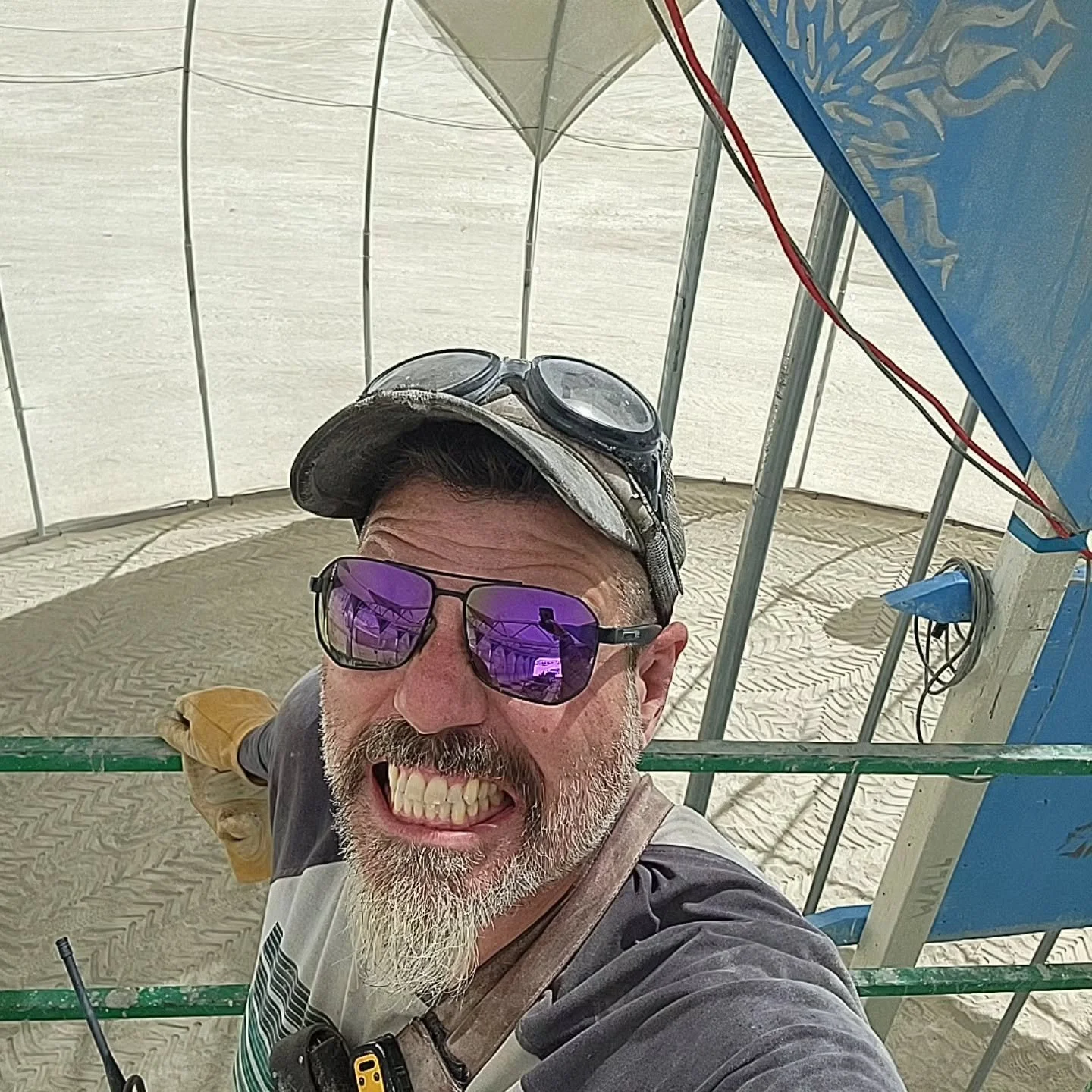 Currently 15 feet up in a lift at #BurningMan running sound 🎛🔥 but I&rsquo;m not just behind the board&mdash;I'll be hitting the stage too with @thrownoutbones as @polybanderous!

And no rest for the wicked&mdash;right when I get back, @noworeverba