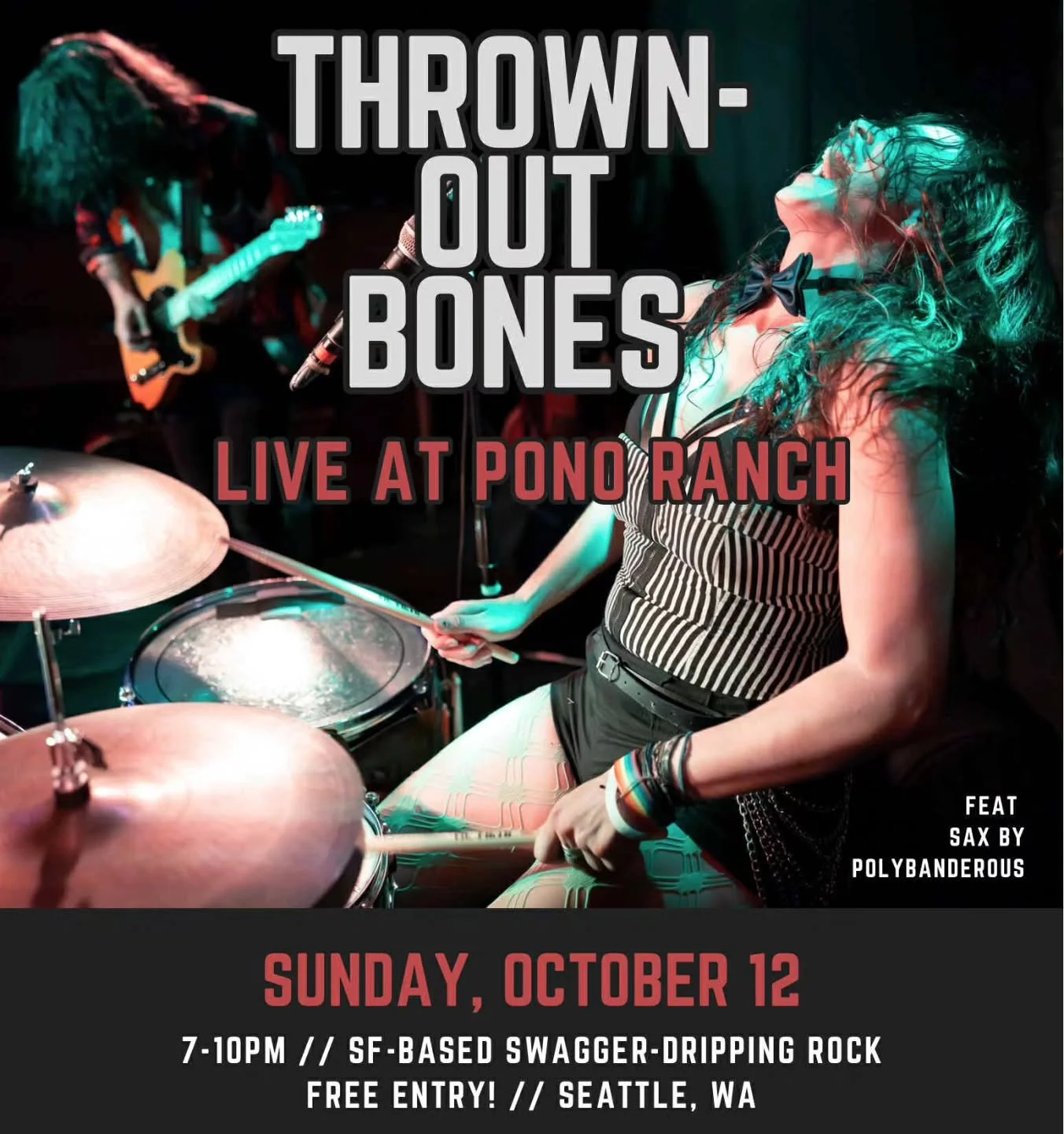 If you missed SF band @thrownoutbones at @burningman, congrats — you get another shot without all the unsolicited floppy naked bits. They’re hitting @ponoranch in #Ballard, and I’ll be there on sax, making you pay aurally for the #f