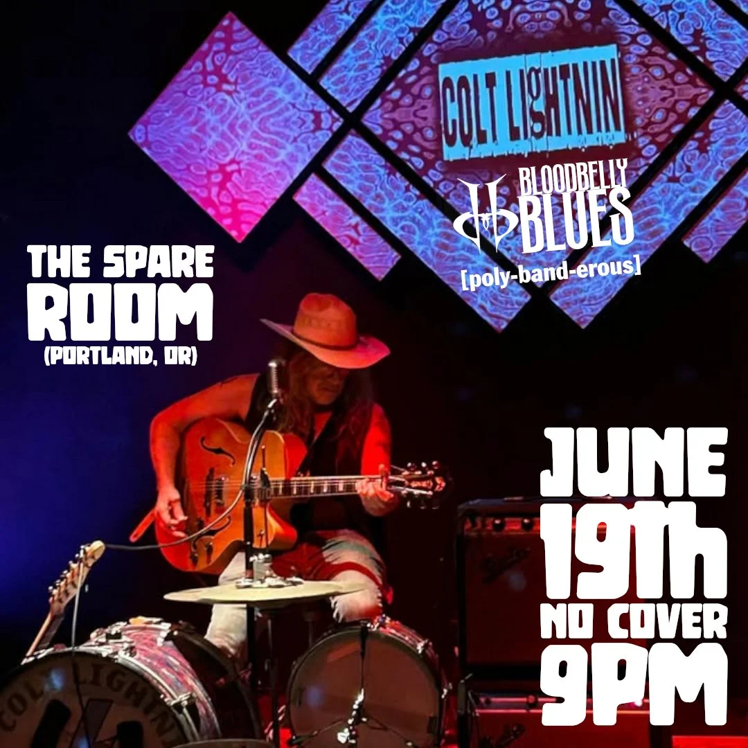 Three one-man bands walk into a former bowling alley <insert ageist joke here>. @bloodbelly_blues up from Denver, @colt_lightnin holding down Portland, and @polybanderous opening the night. No cover. June 19th at 9pm.

@spareroompdx, Cully neig