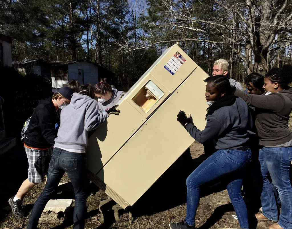 Up goes the fridge