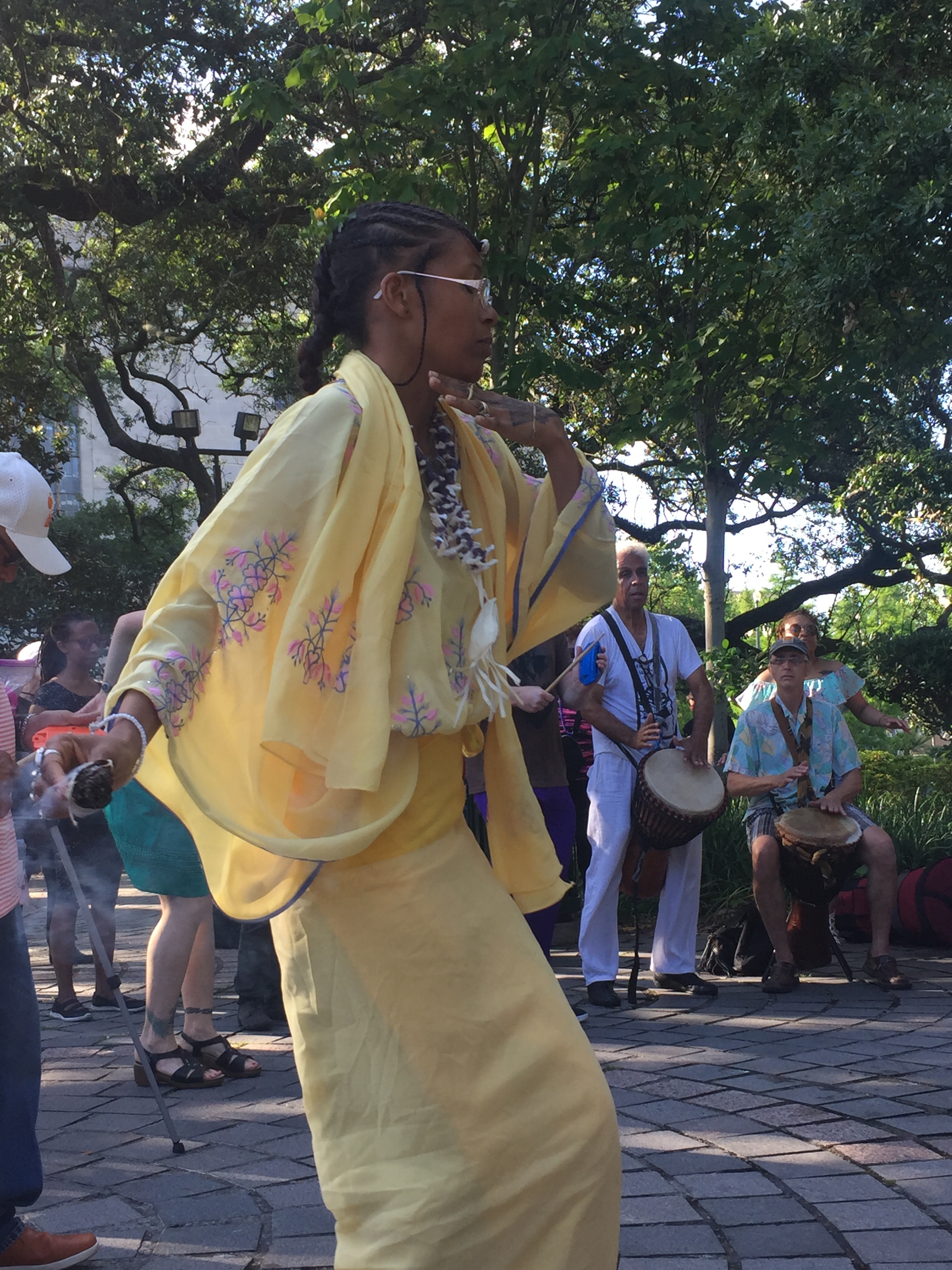  Every Sunday afternoon in Congo Square, New Orleans drummers and dancers still gather to carry on the 200 plus year tradition of gathering to drum and dance, giving roots to the tree of American music. 