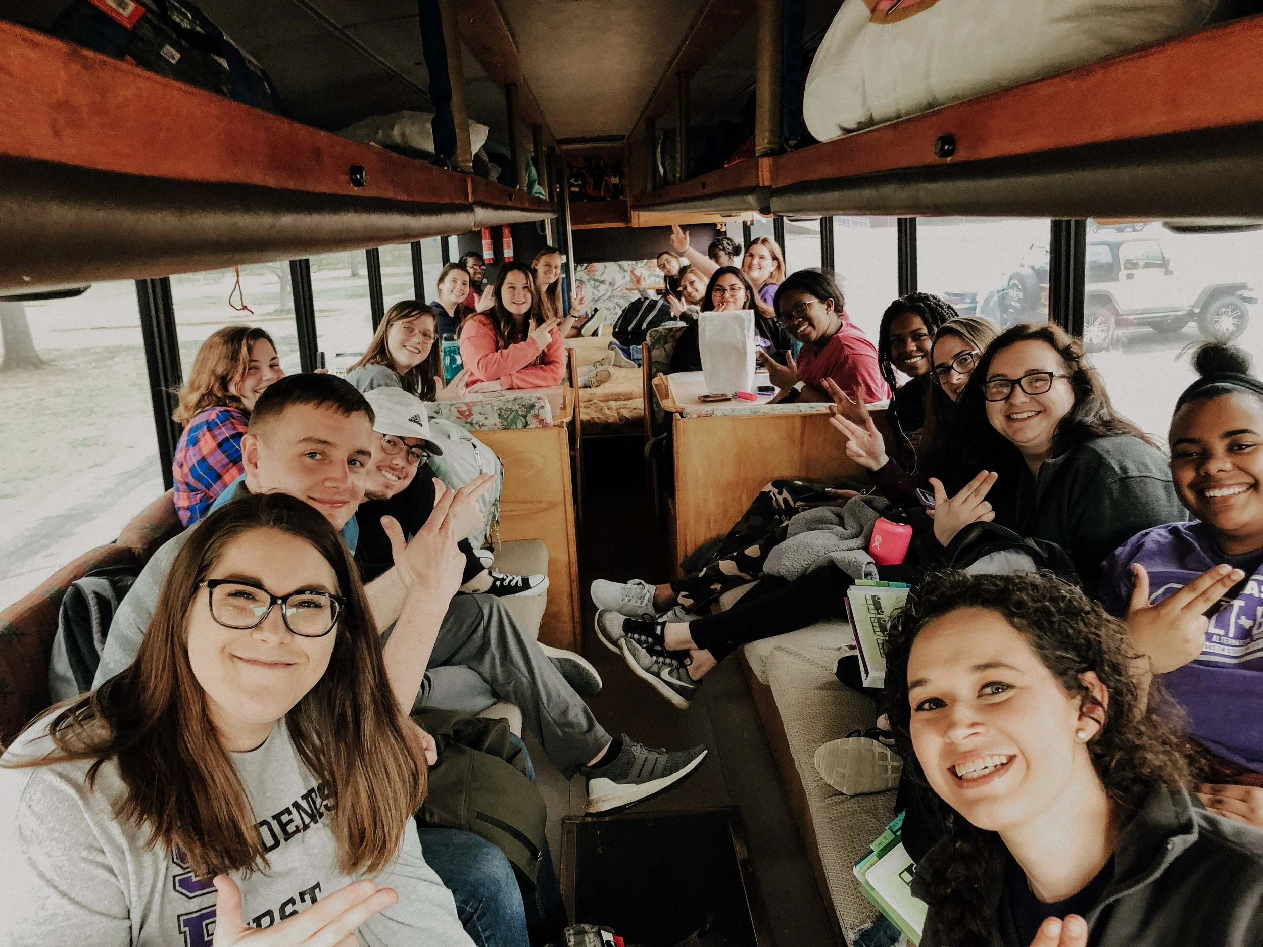 The Lumberjacks of Stephen F. Austin State University aboard for a 9 cities in 9 days service trip!