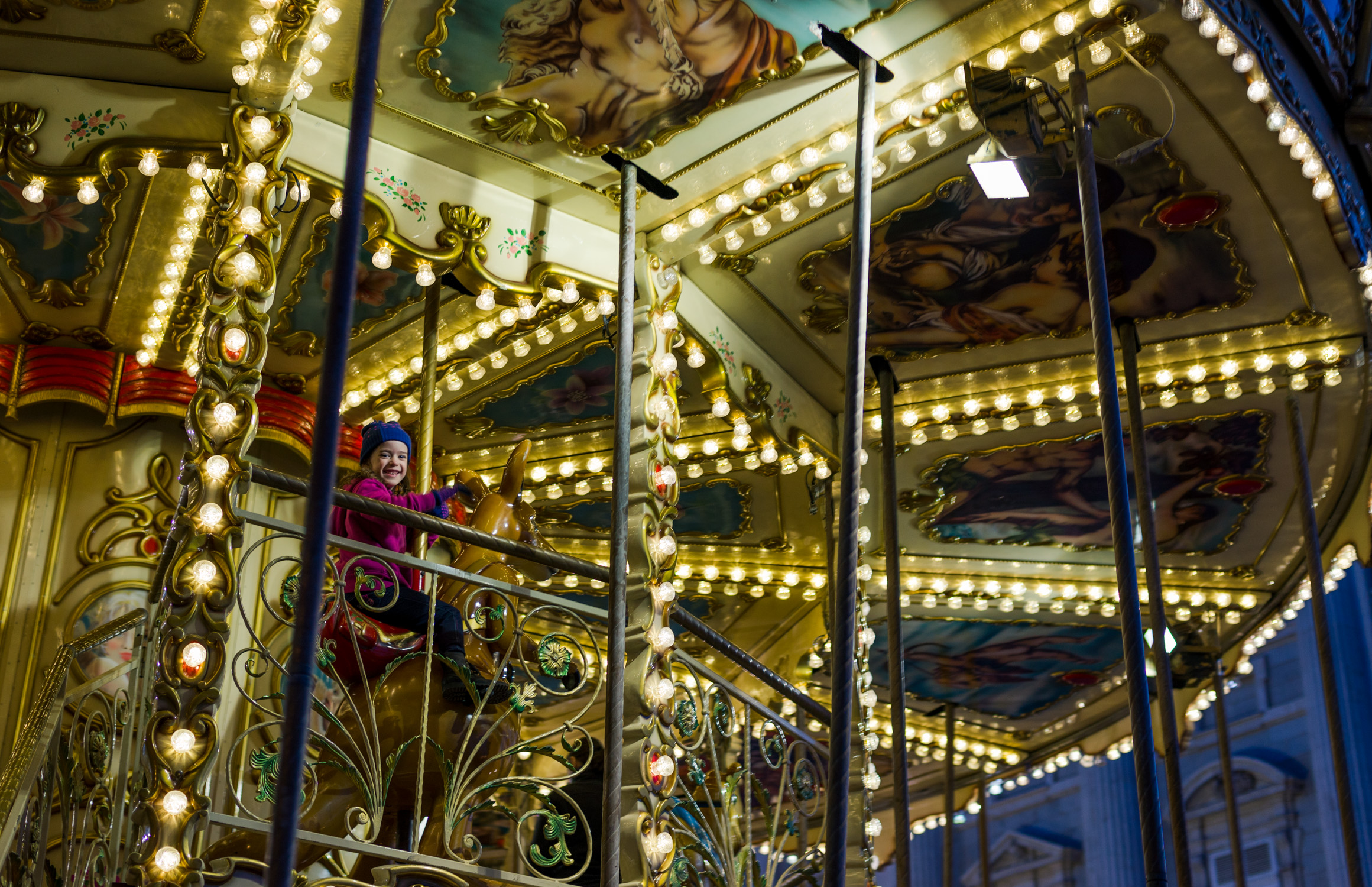 Georgia on a roo on the carousel