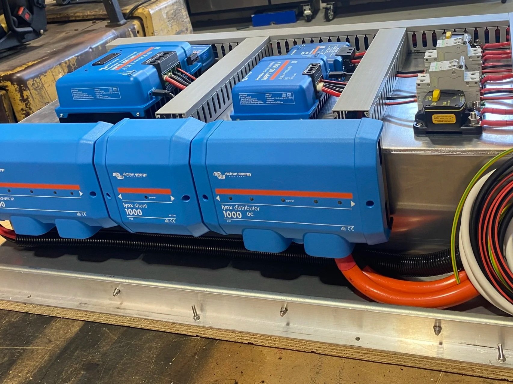 Victron lynx Distributor 1000 battery busbar system installed in off-grid caravan solar setup by AC Change, Perth WA,