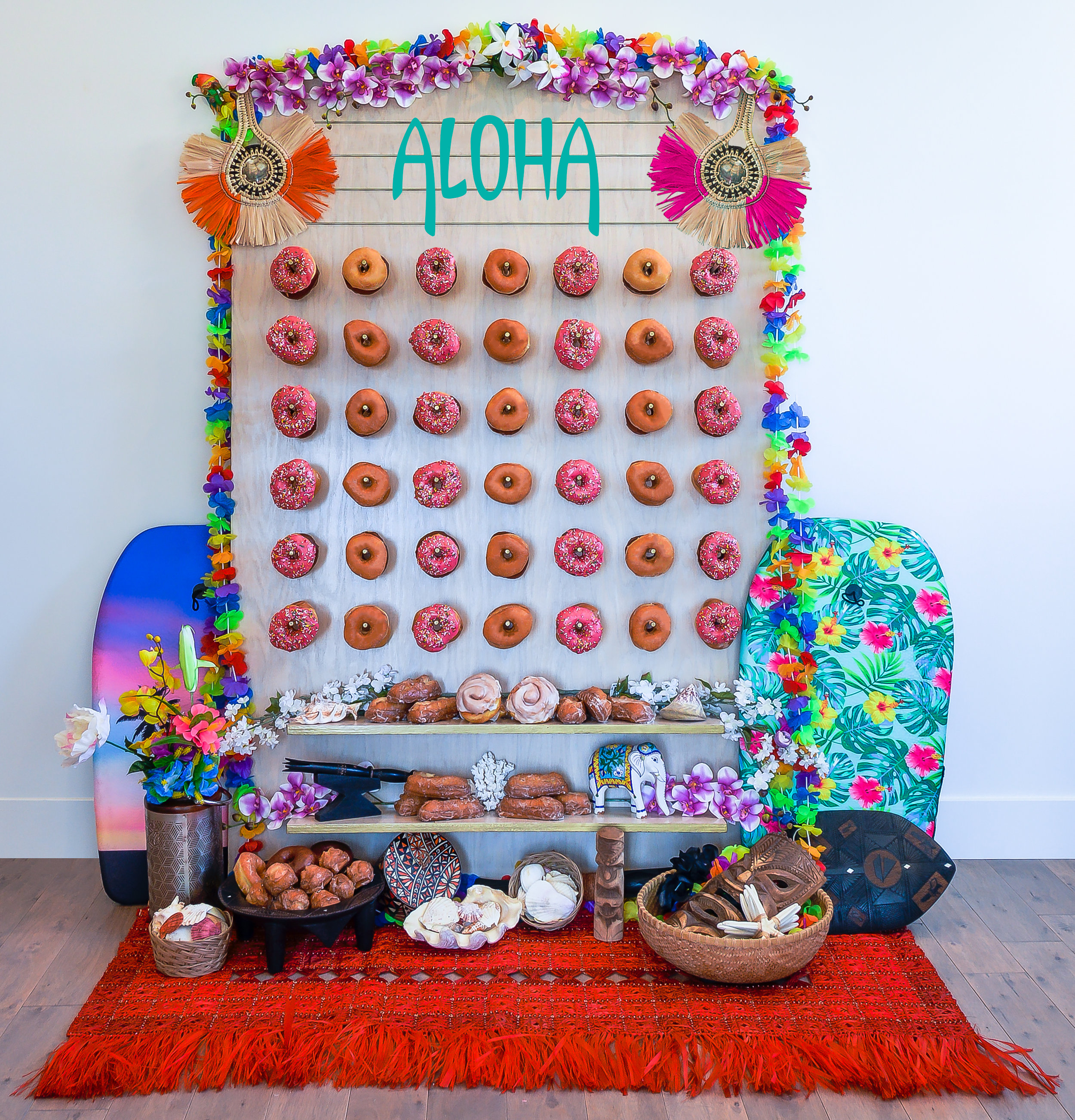 Aloha Luau Themed Donut Wall || Primo's Donuts Los Angeles