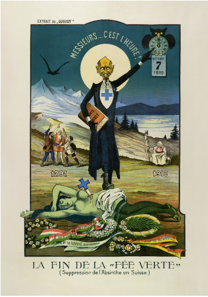 Figure 3: Gantner, Albert. “La Fin De La ‘Fee Verte’ (Suppression de l’Absinthe en Suisse),” Le Guguss , 1910.