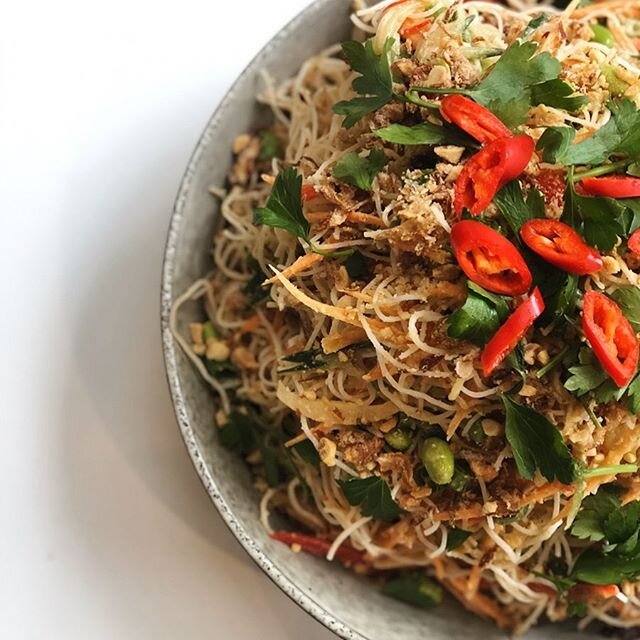 Vibrant Asian inspired noodle salad paired with our beautiful rotisserie chicken to get through this rainy Monday!