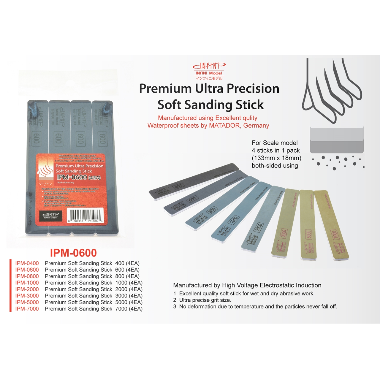 Infini-Model, Matador Soft Sanding Sticks 600 Grit