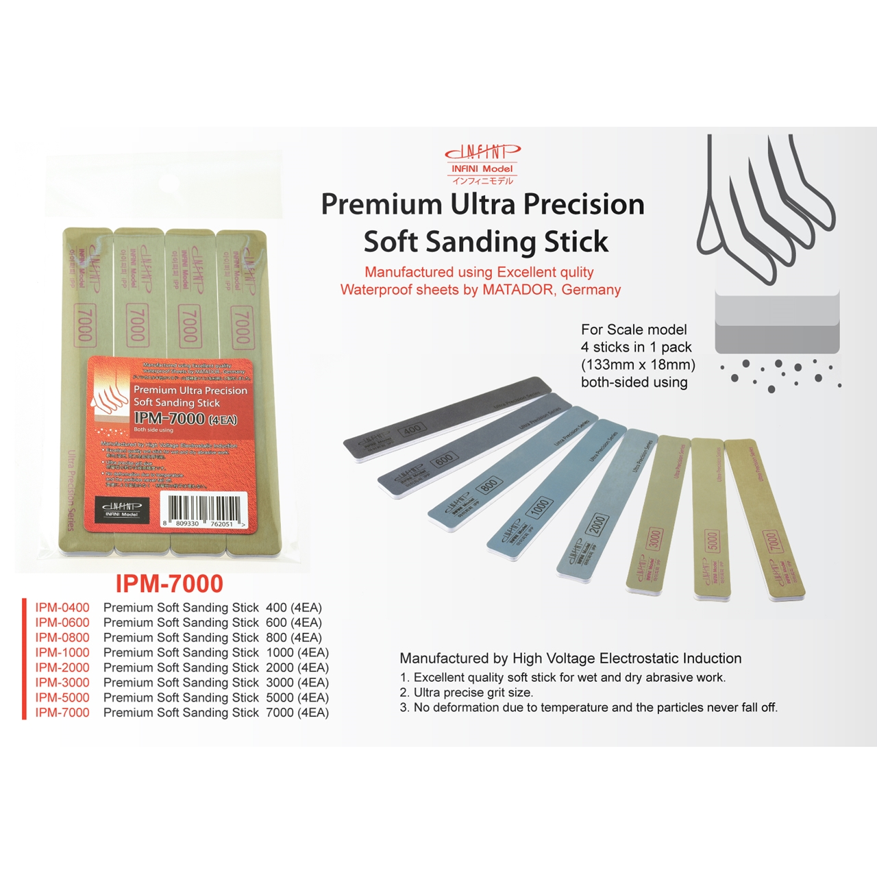 Infini-Model, Matador Soft Sanding Sticks 7000 Grit