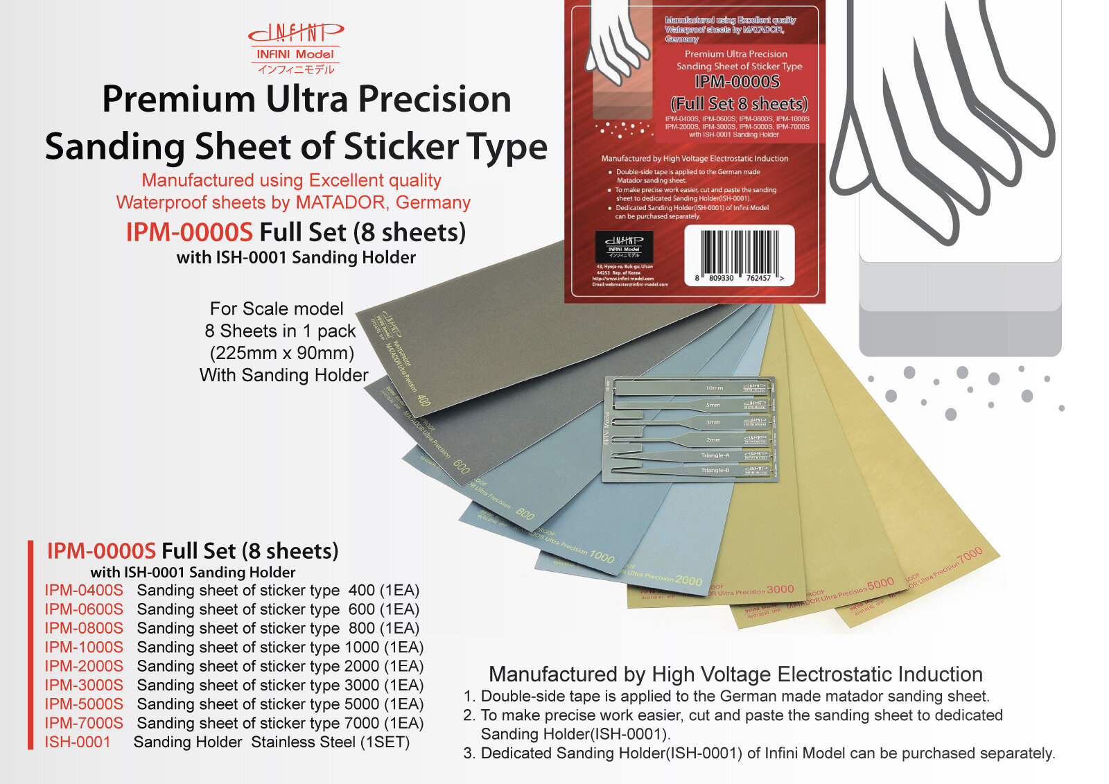 4 EA BJD OOAK Premium Ultra Precision Soft Sanding Stick IPM-0400 Infini 