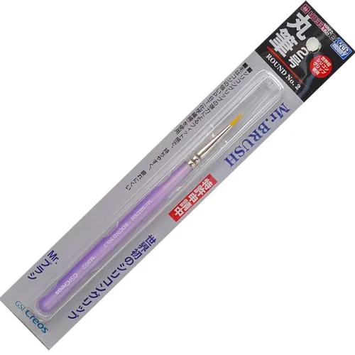 Mr. Brush Round No. 4 Mr.Hobby - Pennello Modellismo Con Setole PBT E Grip In Silicone