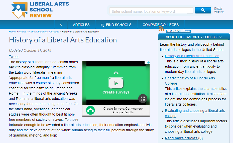 History of a Liberal Arts Education