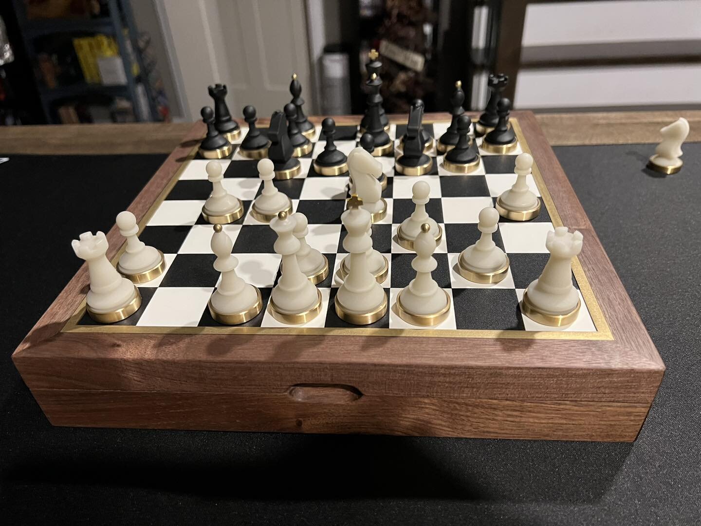 I&rsquo;m excited to say that I started my first game of chess in MANY years. Unfortunately it got cut short by a trip to a Star Wars Trivia contest. 

Who was winning???

#maztermind #boardgames #brainsongames #education #gameschoolcoop #boardgamege