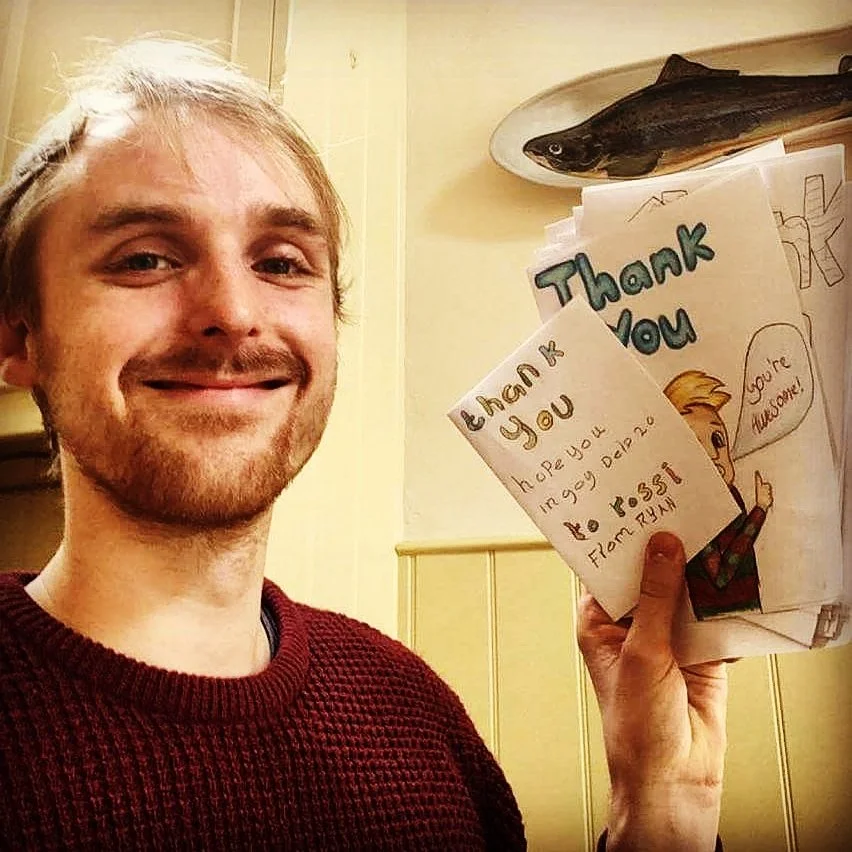 'Thank You' cards received after a triple-booked workshop in Borders Book Festival 2017.