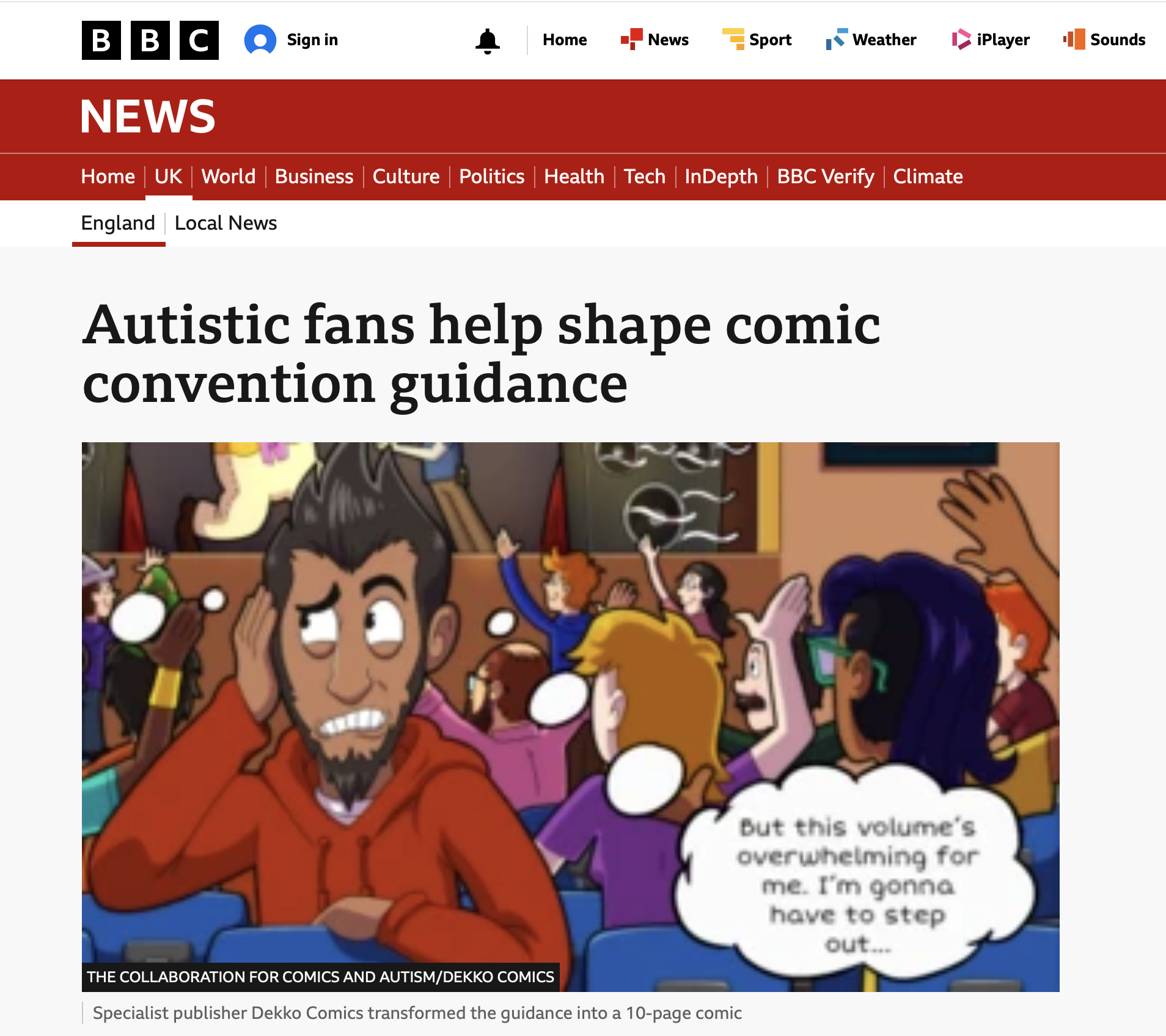 Comics &amp; Autism on the BBC