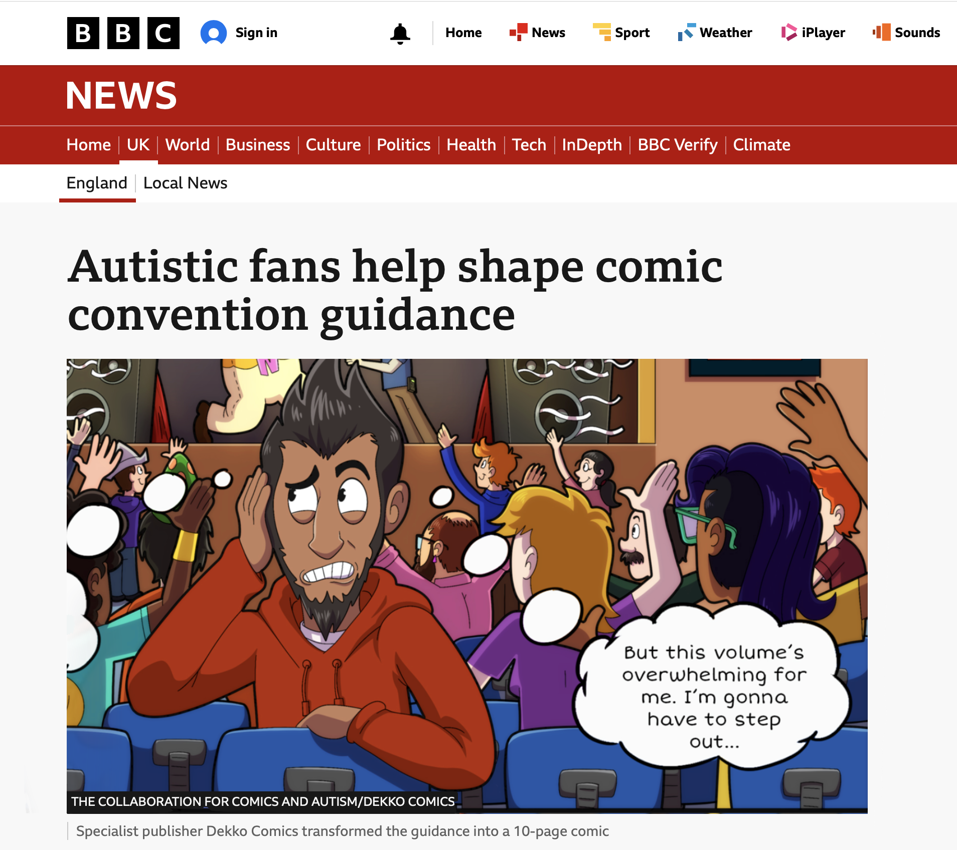 Comics &amp; Autism on the BBC
