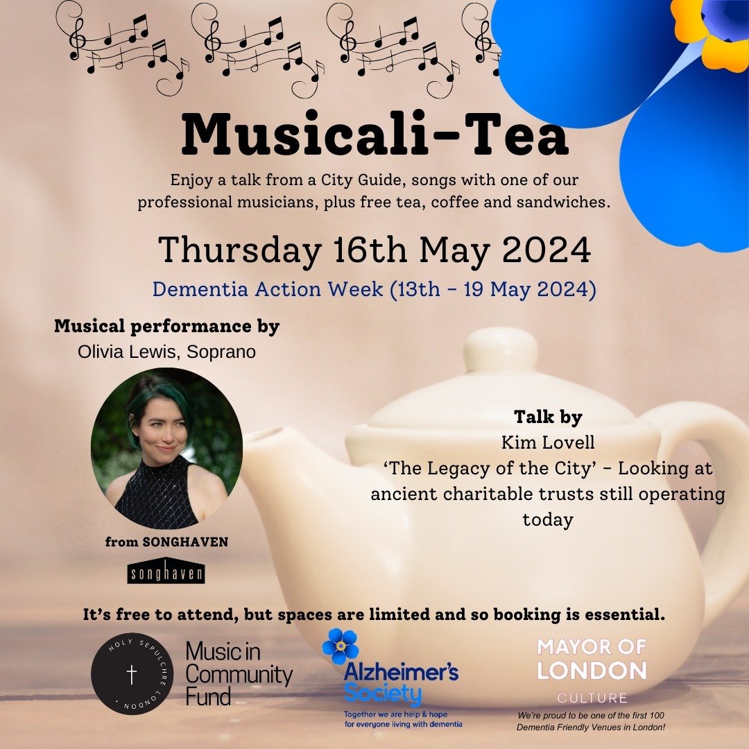 This week is Dementia Action Week, and we'll be celebrating the annual campaign at Musical-Tea this Thursday at 12 pm. They'll be a musical performance by Olivia Lewis (soprano) from @songhaven_uk, and a talk by Kim Lovell. Spaces are limited, to boo