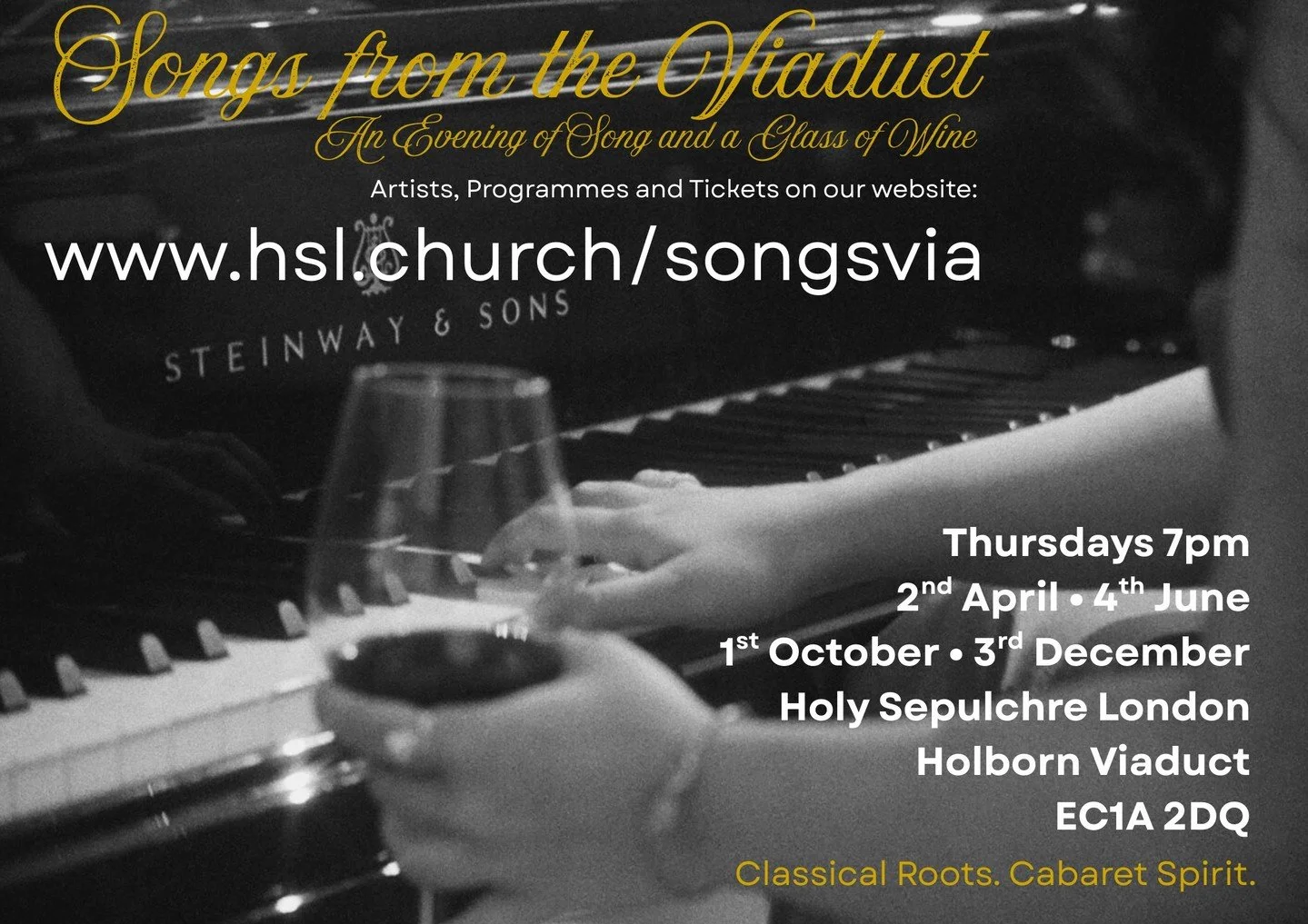 www.hsl.church/songsvia Join us on Thursday 2nd April to hear from the The Debussy/Vasnier Songbook in an evening of  music and wine with Songs from the Viaduct https://stsepulchre.churchsuite.com/events/x8tcpbtj