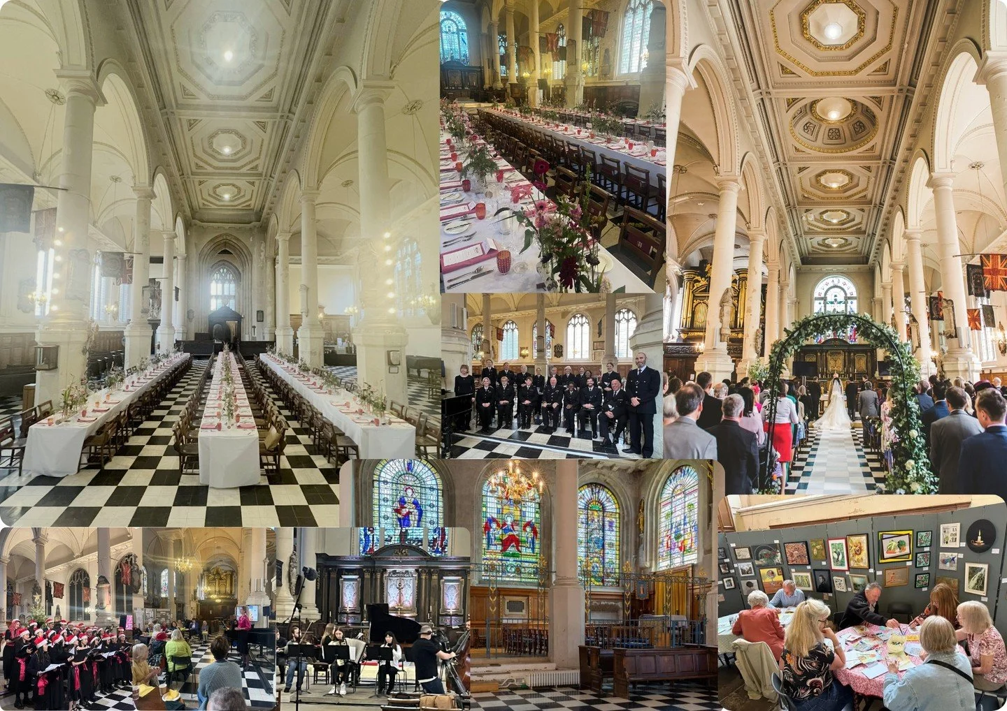 Hire our space as a venue:
Weddings &amp; receptions | Dinners | Parties | Corporate events | Networking | Meeting rooms | Live Music Concerts | Recitals | Food services Drinks / Bar | Christmas events | Carol Services | Breakfast/ Lunch services | F