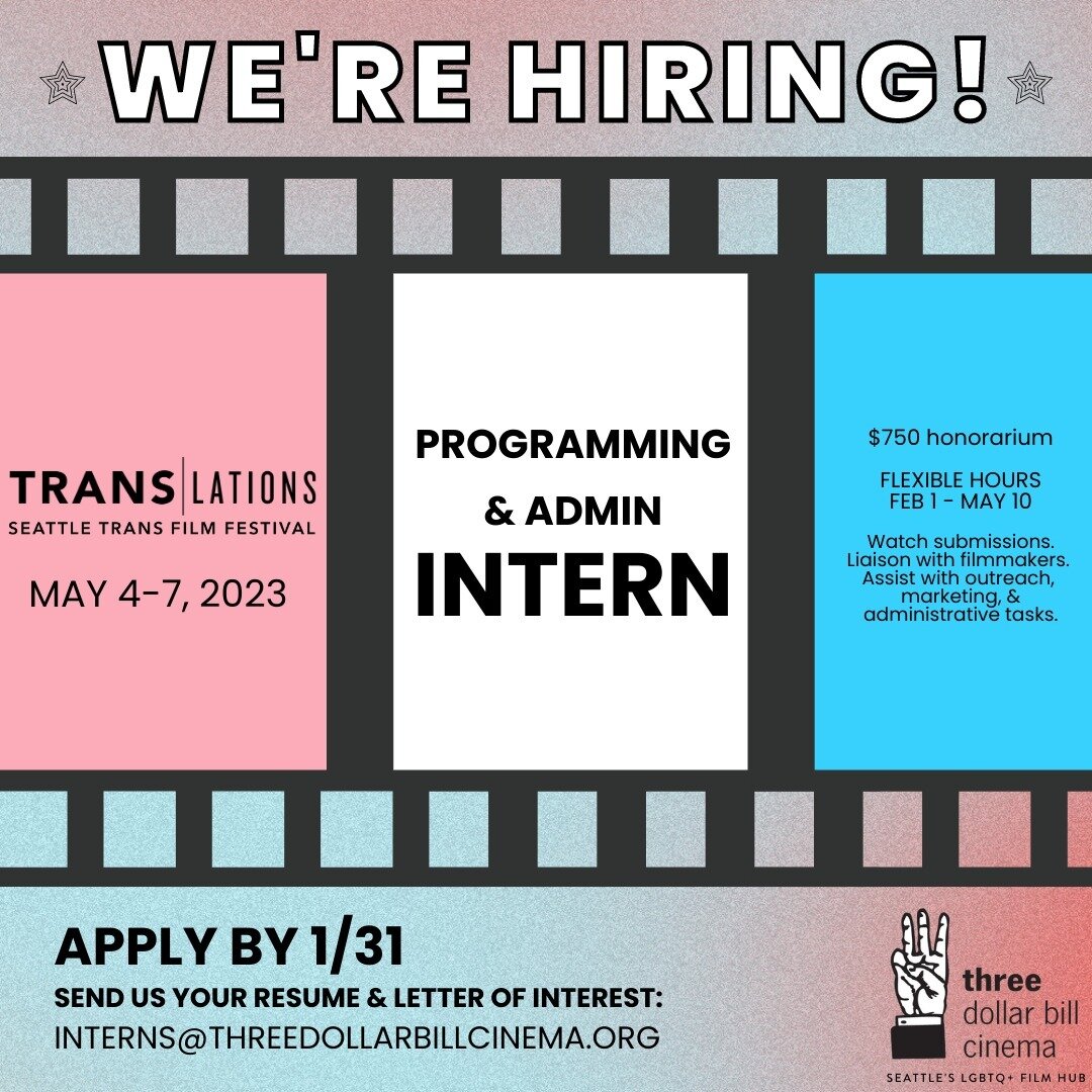 Are you passionate about trans representation? Are you itchin' to learn what it's like to put on a film festival? Intern with us!🐛🦋

Our Programming &amp; Admin Intern will work with the Lead Programmer and Programs &amp; Operations Manager to impl