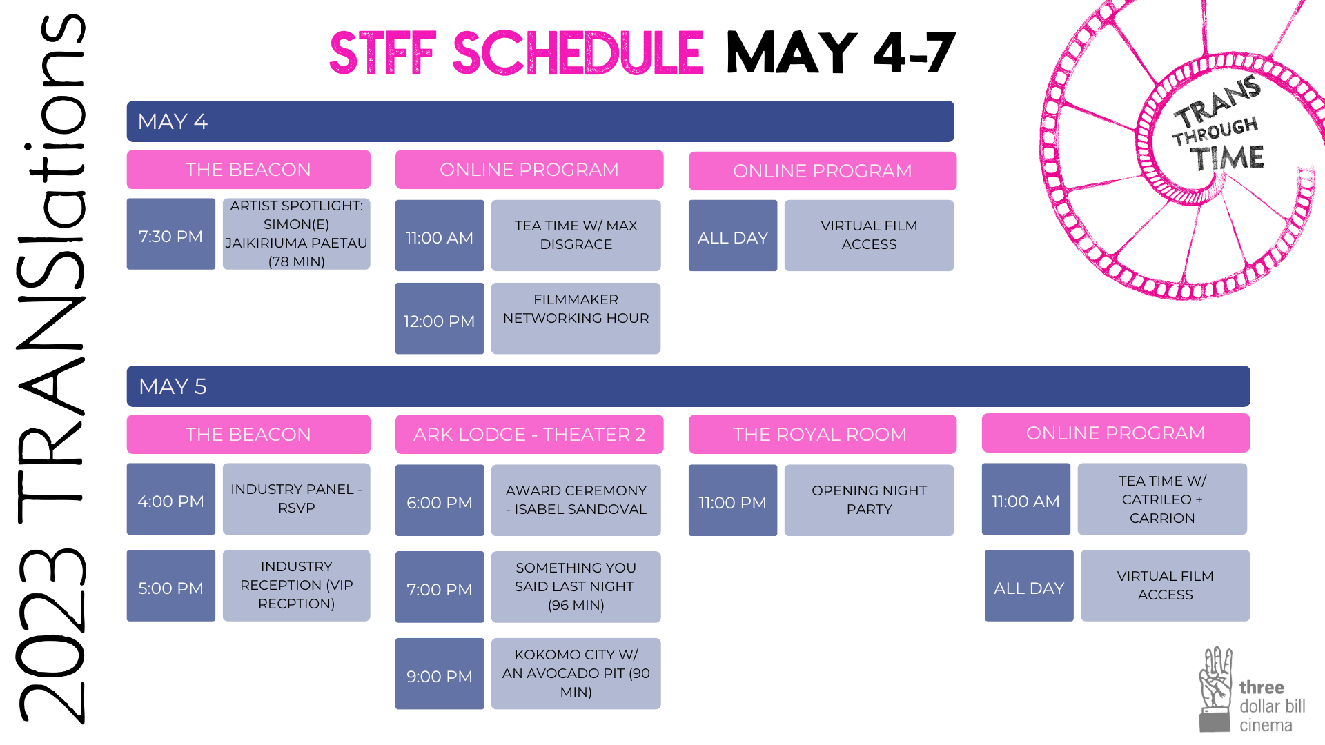 STFF SCHEDULE MAY 4 &amp; 5