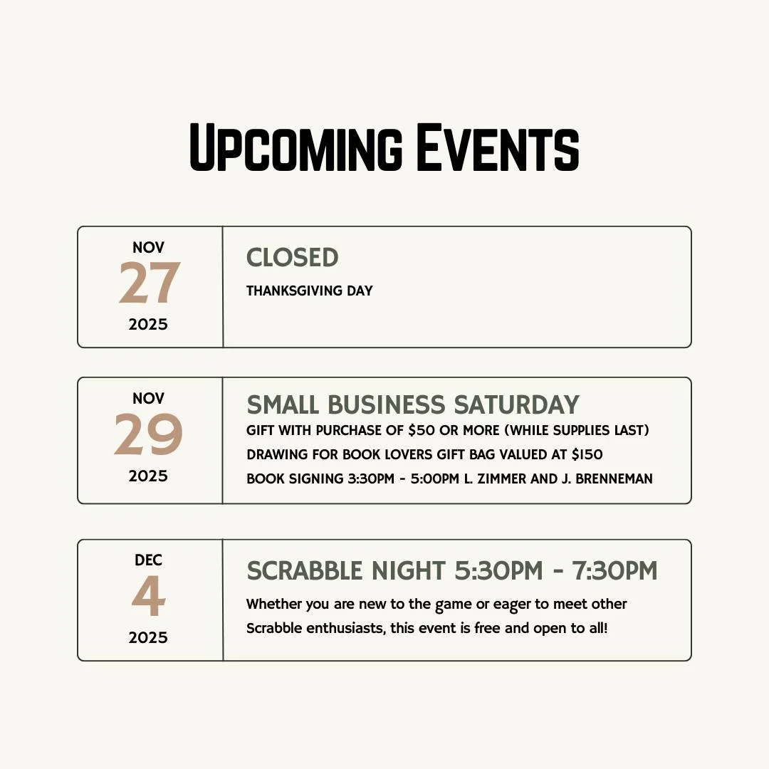 Tis' the season for a jammed packed schedule and holiday shopping. Mark your calendars! 🎄📖✏