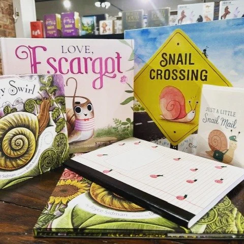 Snails are having a moment! Come enjoy a slow and steady browse through the bookshop for the perfect book, card, or notebook. 🐌