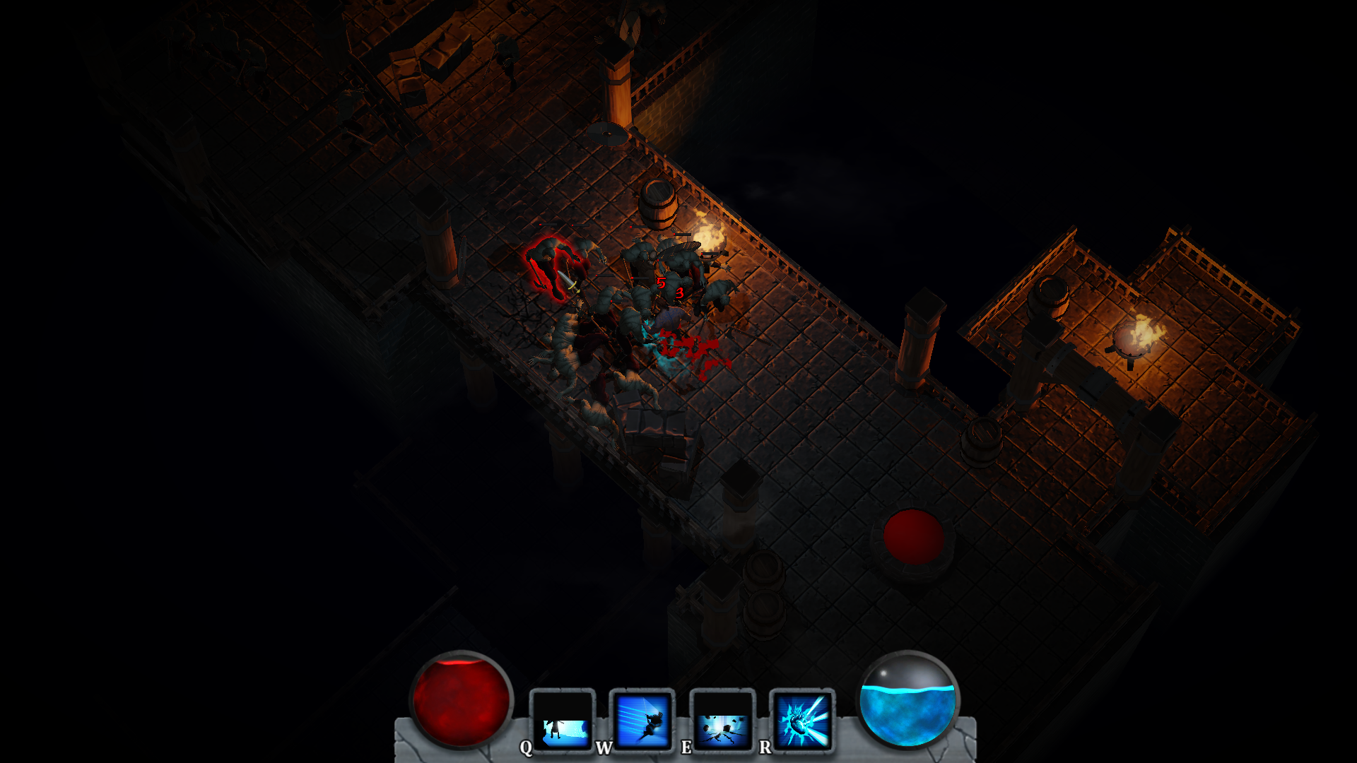 Starting area of level 3, already with a lot of enemies attacking and dying.