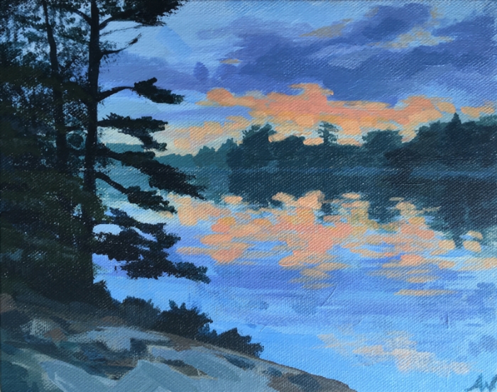 Pink Sky at Honey Harbour (acrylic)