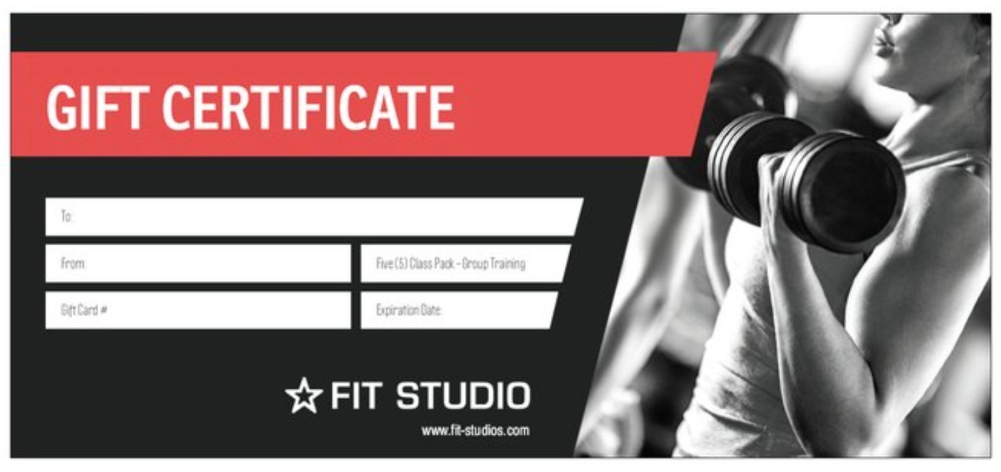Gift Certificates — Fit Studios  Gym, Fitness Center & Personal