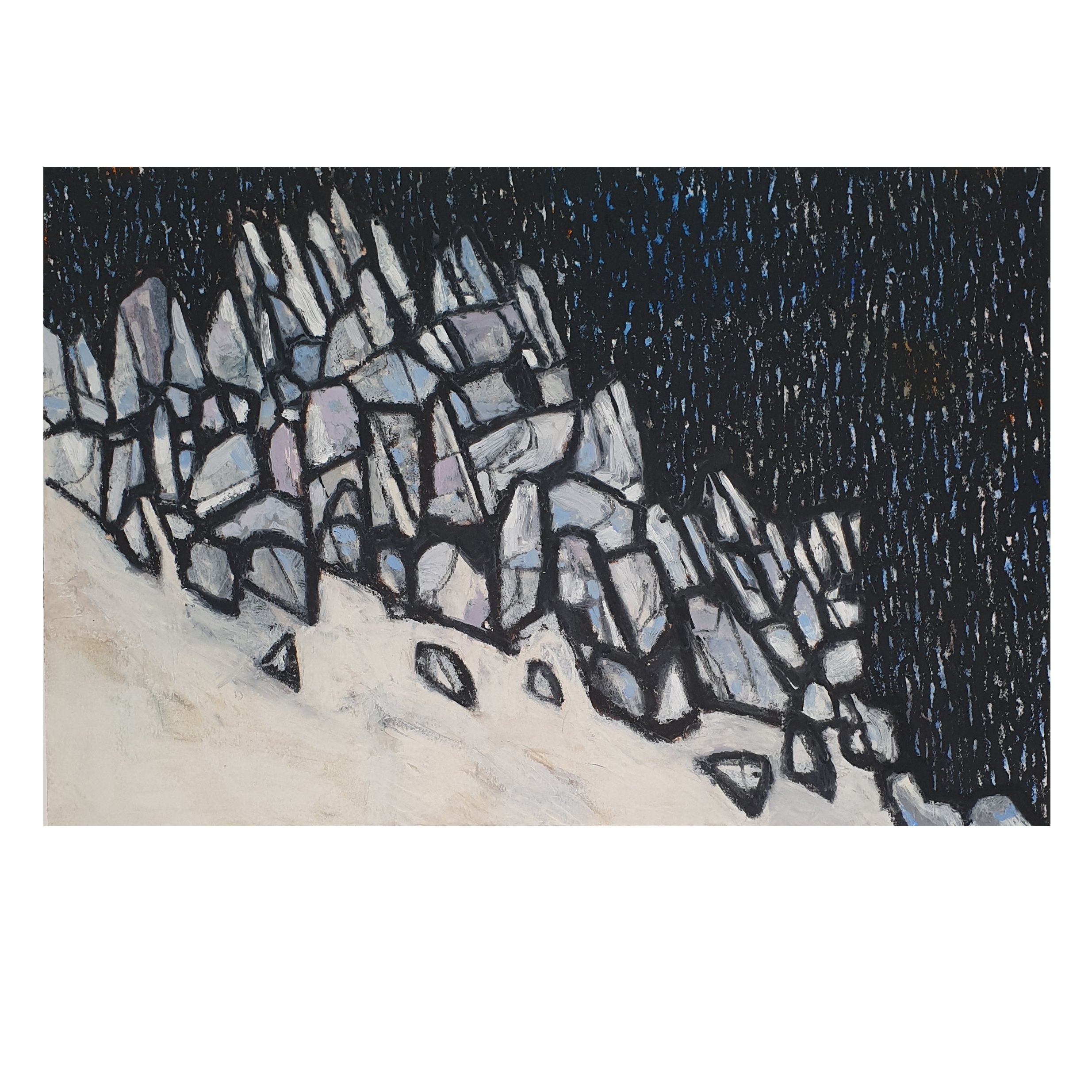 From Earth and mud to snow and ice, oil and oil bar on arches paper, 64 x 42 cm