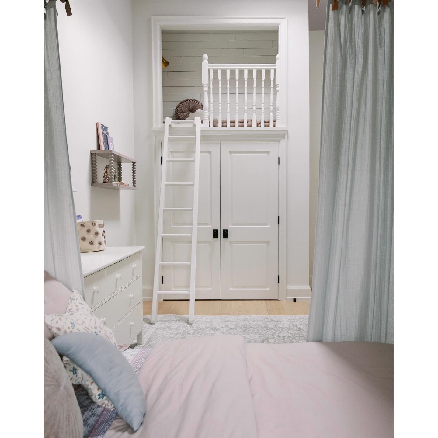 Coming soon&hellip; the coolest tween room with a secret hangout nook. After my initial site consult, I instantly knew the storage cupboards above the closet had to be transformed into a reading and hangout nook. All it took was a clear vision and a 