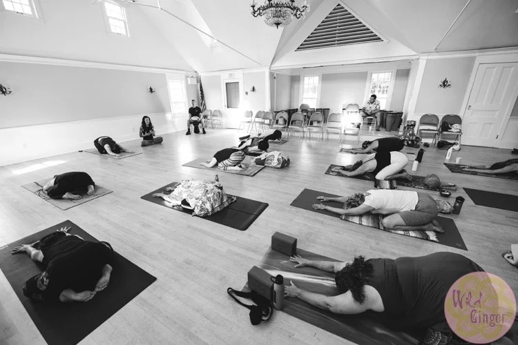 yoga event hosted by ilaStrate yoga mat design co. at the setauket neighborhood house july 22, 2022. Dance Yoga and Drum Circle with Melissa Boyd of satya yoga and pilates port jefferson, ny, Christiane Gentry of A Better Place moriches, ny,  sponso
